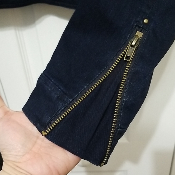 Isaac Mizrahi Denim Jacket with Moto Design and Asymmetrical Zipper - Picture 3 of 4